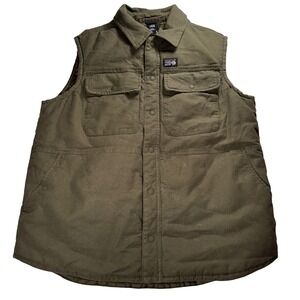 Mountain Hardwear Womens Insulated Vest Olive Green Snap Front Pockets Small